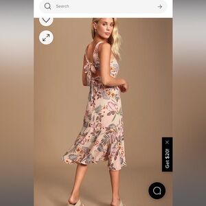 Lulus pink floral midi dress